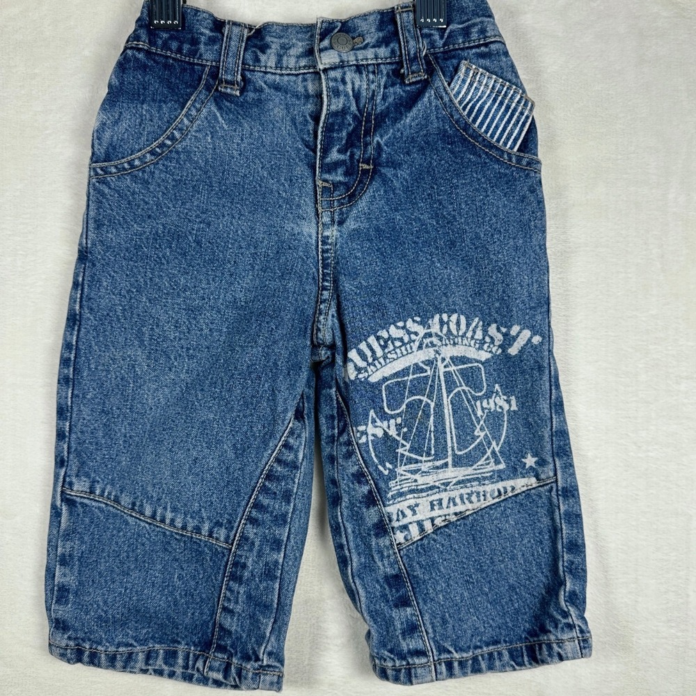 Vintage Guess Kids Nautical Sailboat Denim Jeans 6-9 Mos YTK 90s Baby